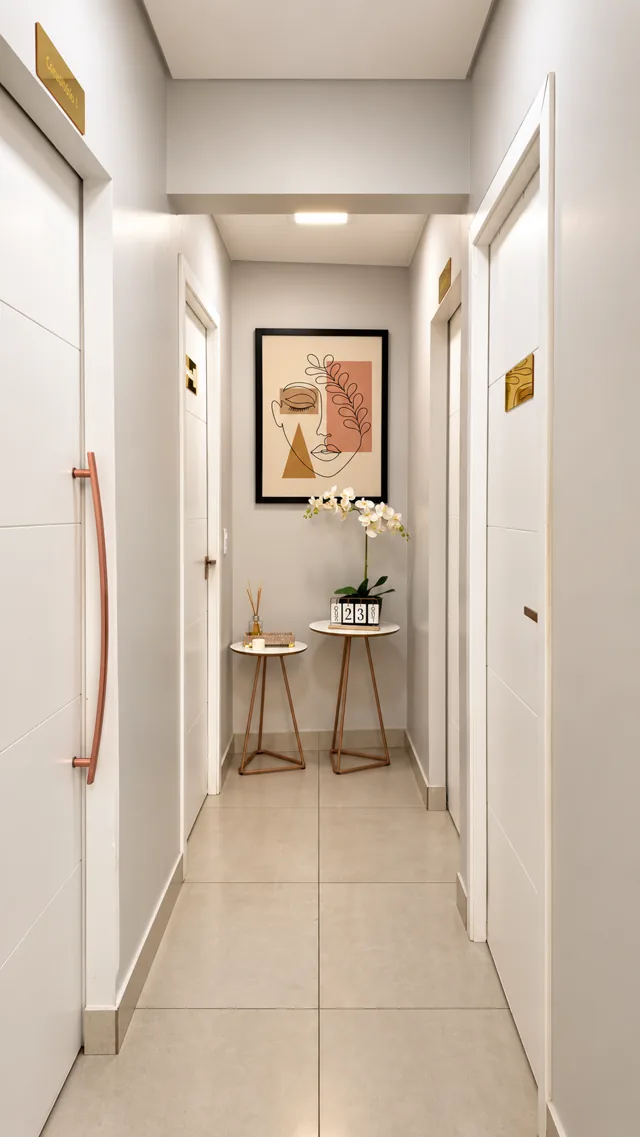 Corredor interno da Sthetic Center com acesso aos espaços de atendimento
